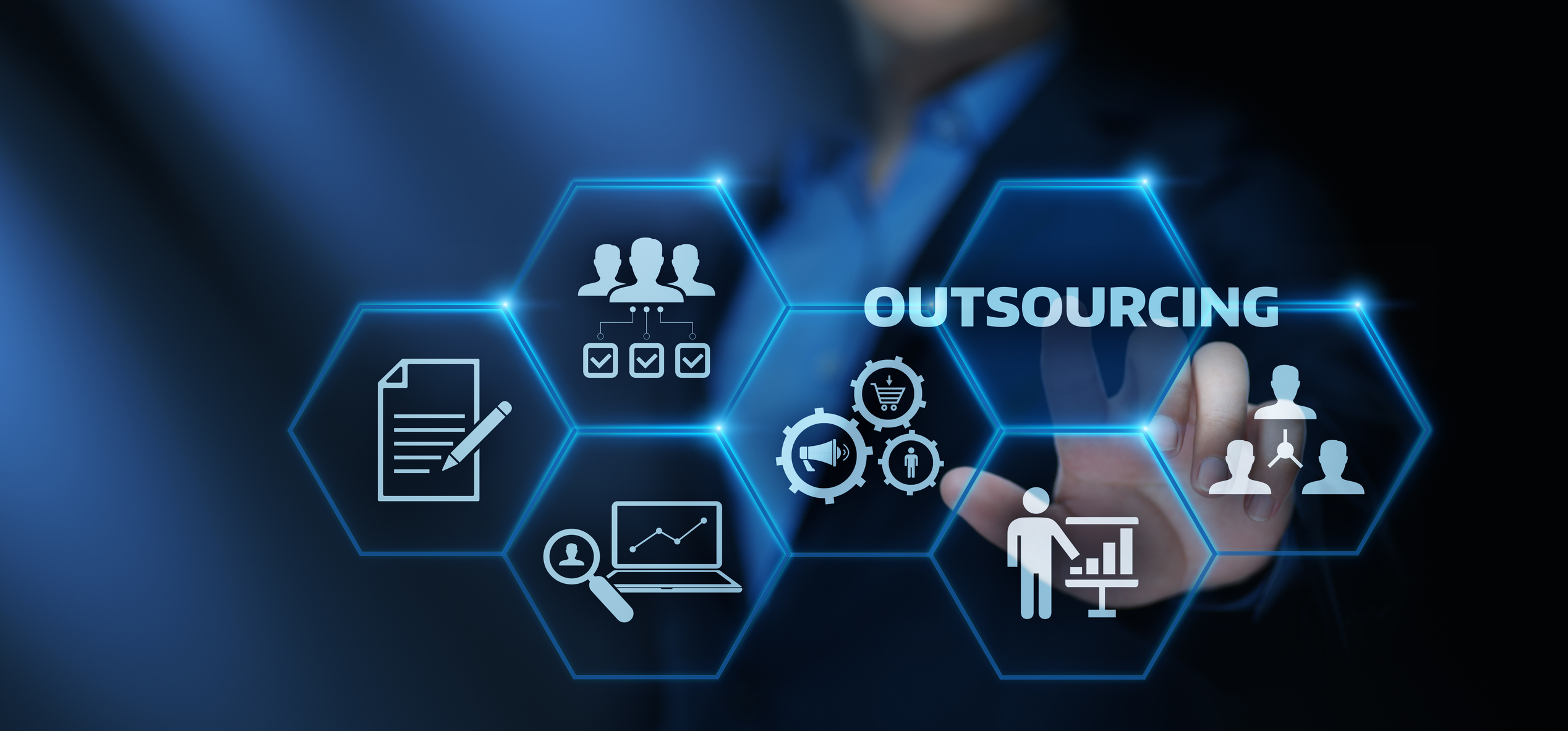 Outsourcing delle risorse umane Business Internet Technology Concept.